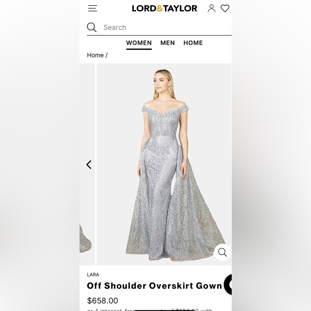 Lara offshoulder overskirt Gown (prom dress). Size 4.